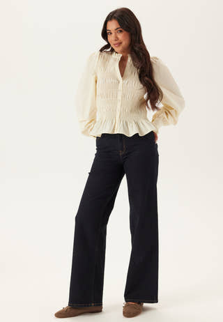 V-neck Cotton Smock Blouse