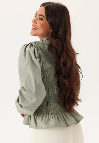 V-neck Cotton Smock Blouse