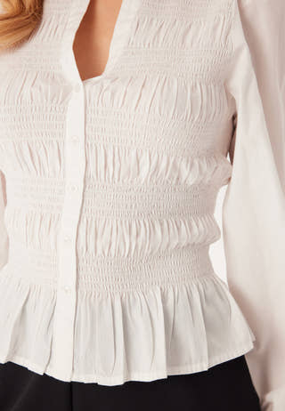 V-neck Cotton Smock Blouse