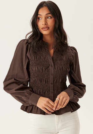 V-neck Cotton Smock Blouse