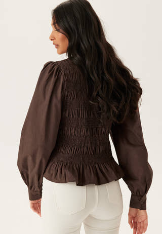 V-neck Cotton Smock Blouse