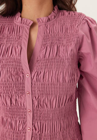 V-neck Cotton Smock Blouse