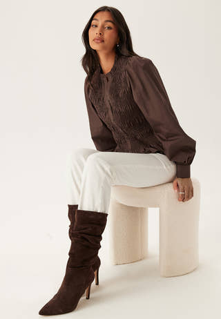 V-neck Cotton Smock Blouse