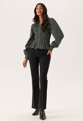 V-neck Cotton Smock Blouse