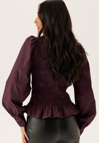 V-neck Cotton Smock Blouse