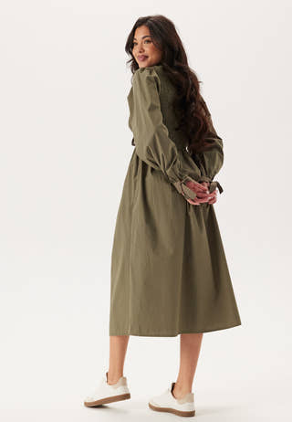 V-neck Cotton Smock Dress