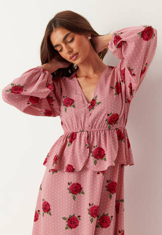 V-neck Flounce Maxi Dress