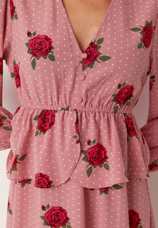 V-neck Flounce Maxi Dress