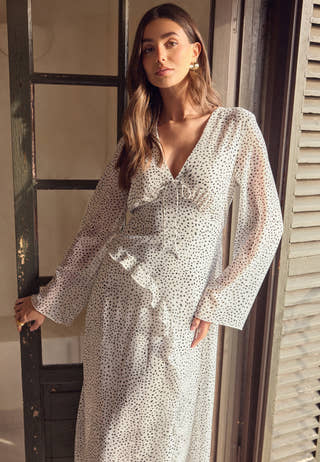 V-Neck Frill Dress