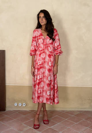 CC V-neck Viscose Strap L/S Dress