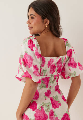 Volume Sleeve Midi Dress