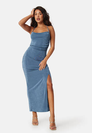 Shiny Waterfall Strap Dress