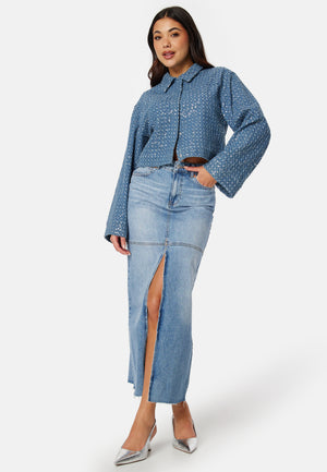 Denim Slit Midi Skirt