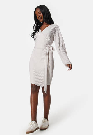 Pleated Wrap Short Dress