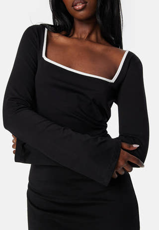 Square Neck Contrast Dress