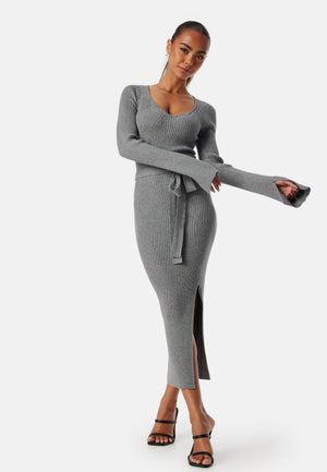 Slit Knitted Midi Dress