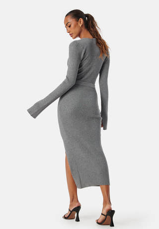 Slit Knitted Midi Dress