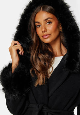 Hooded Wool Blend Coat
