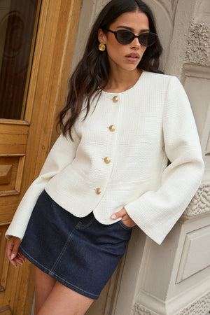 Wide Sleeve Bouclé Jacket