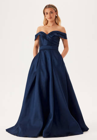 Mikado Evening Dress With Carmen Sleeves