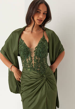 Satin Evening Dress With Back Lacing