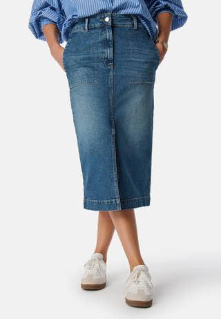 Denim Slit Skirt