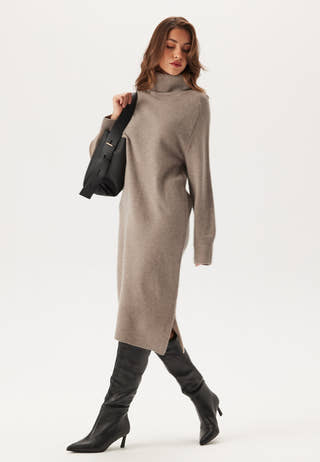 Herringbone Detail Rollneck Dr
