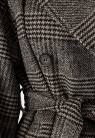 Large Checked Wool Trench Coat