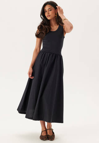 Midi Jersey Woven Combo Dress