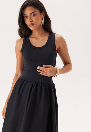 Midi Jersey Woven Combo Dress