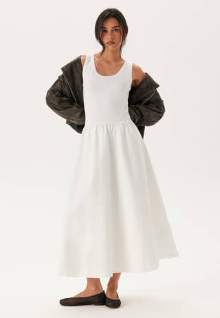 Midi Jersey Woven Combo Dress