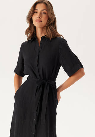 Reg Linen Ss Shirt Dress