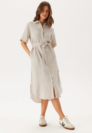 Reg Linen Ss Shirt Dress