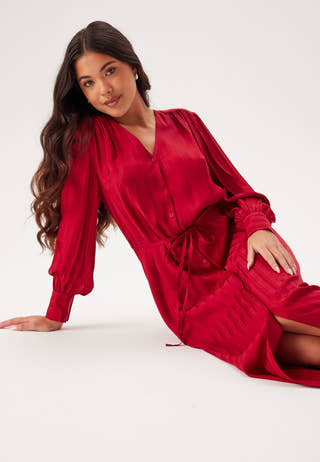 Relaxed Satin Stripe Shirt Dress