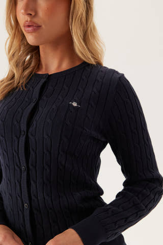 Stretch Cotton Cable Cardigan
