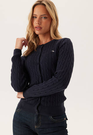 Stretch Cotton Cable Cardigan