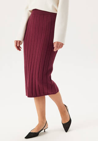 Wide Ribbed Wool Skirt