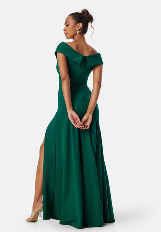 Bardot Pleat Maxi Split Dress