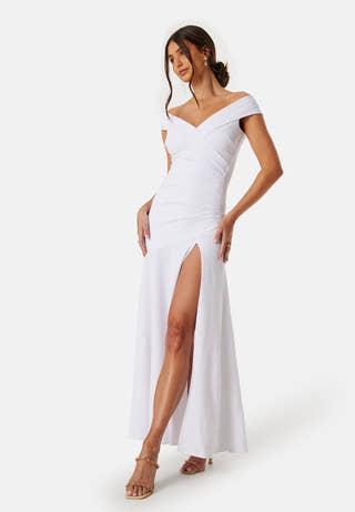 Bardot Pleat Maxi Split Dress