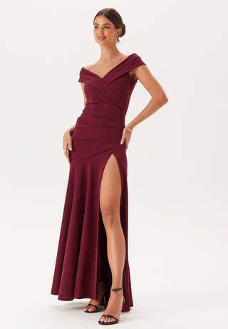 Bardot Pleat Maxi Split Dress