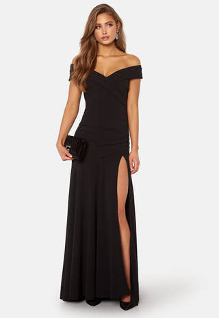 Bardot Pleat Maxi Split Dress