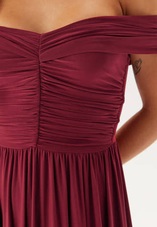 Bardot Rouched Maxi Split Dress