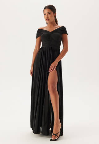Bardot Rouched Maxi Split Dress