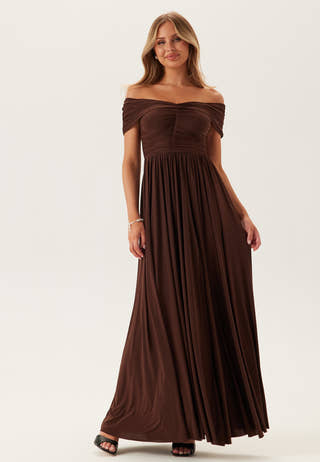 Bardot Rouched Maxi Split Dress
