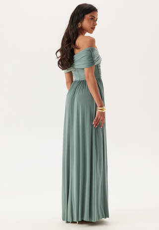 Bardot Rouched Maxi Split Dress