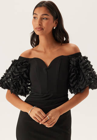 Bardot Ruffle Sleeve Maxi Dress