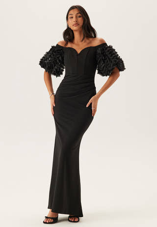 Bardot Ruffle Sleeve Maxi Dress