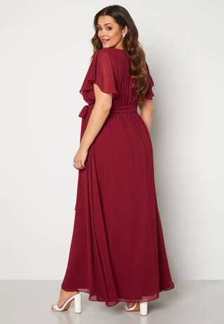 Flutter Sleeve Chiffon Maxi Curve Dress
