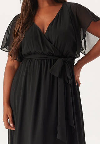 Flutter Sleeve Chiffon Maxi Curve Dress
