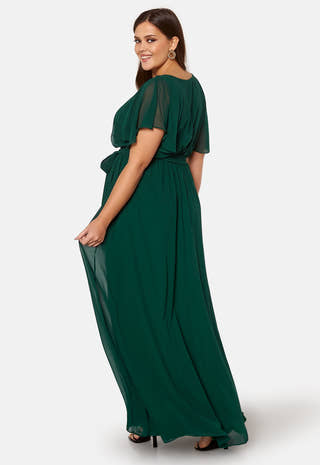 Flutter Sleeve Chiffon Maxi Curve Dress